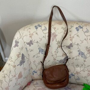 Fossil brown leather crossbody purse.